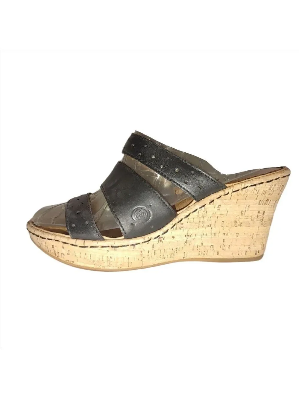 Born Marjorie Leather Cork Wedge Sandals Size 6